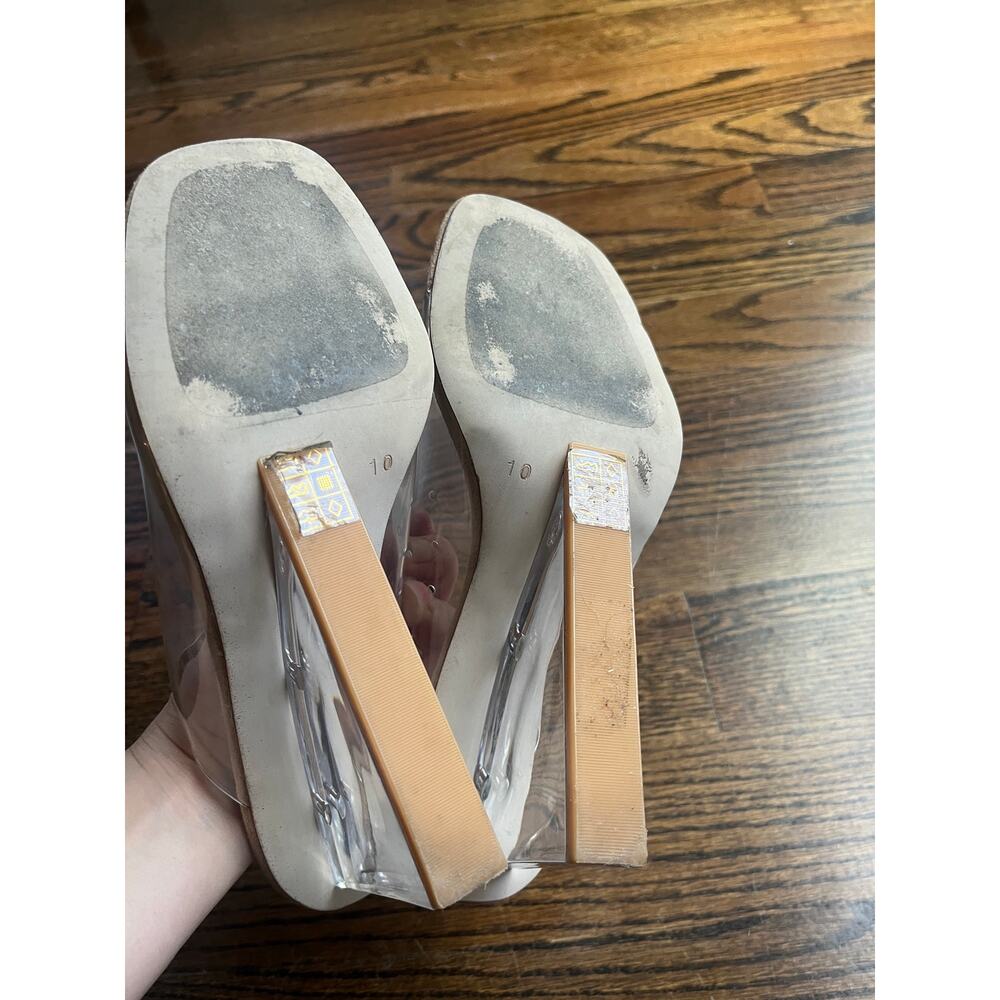 Jeffrey Campbell Acetate Vinyl Lucite Wedge Slide Sandals Sz. 10 - Picture 6 of 6
